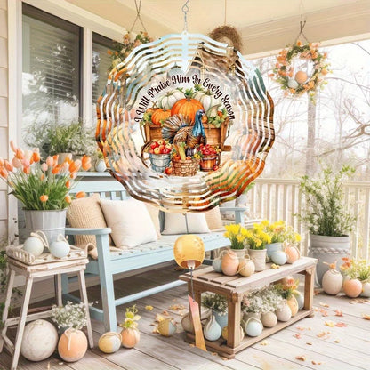 2D Fall Thanksgiving Metal Wind Spinner