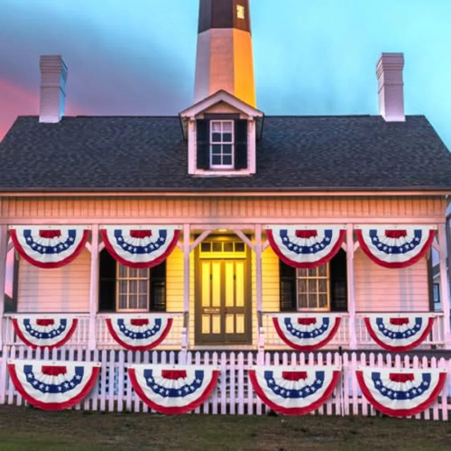 10/12 Pieces American Pleated Fan Flag, 3 X 1.5 Feet
