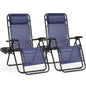 Set of 2 Zero Gravity Portable Lounge Chair with Cup Holder Trays Adjustable Pillow