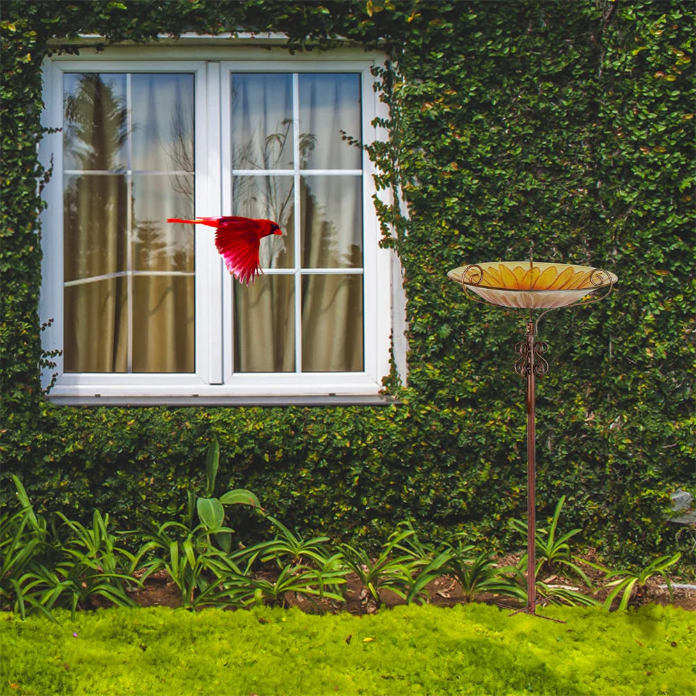 Outdoor Birdbath Birdfeeder with Metal Stake