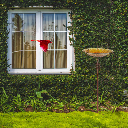Outdoor Birdbath Birdfeeder with Metal Stake