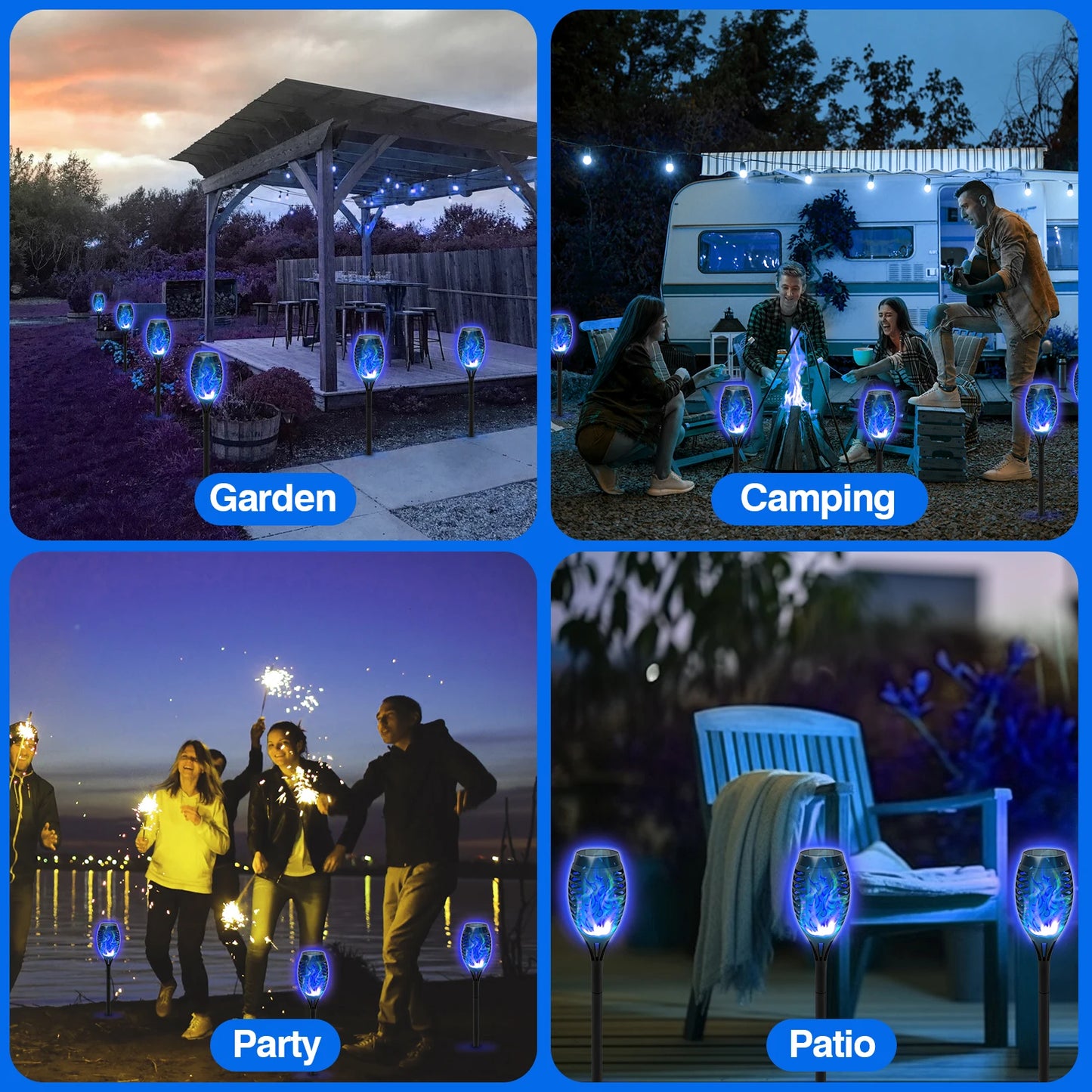4/6/8/12Pcs Solar Flickering Outdoor Flame Torch Light