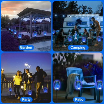 4/6/8/12Pcs Solar Flickering Outdoor Flame Torch Light