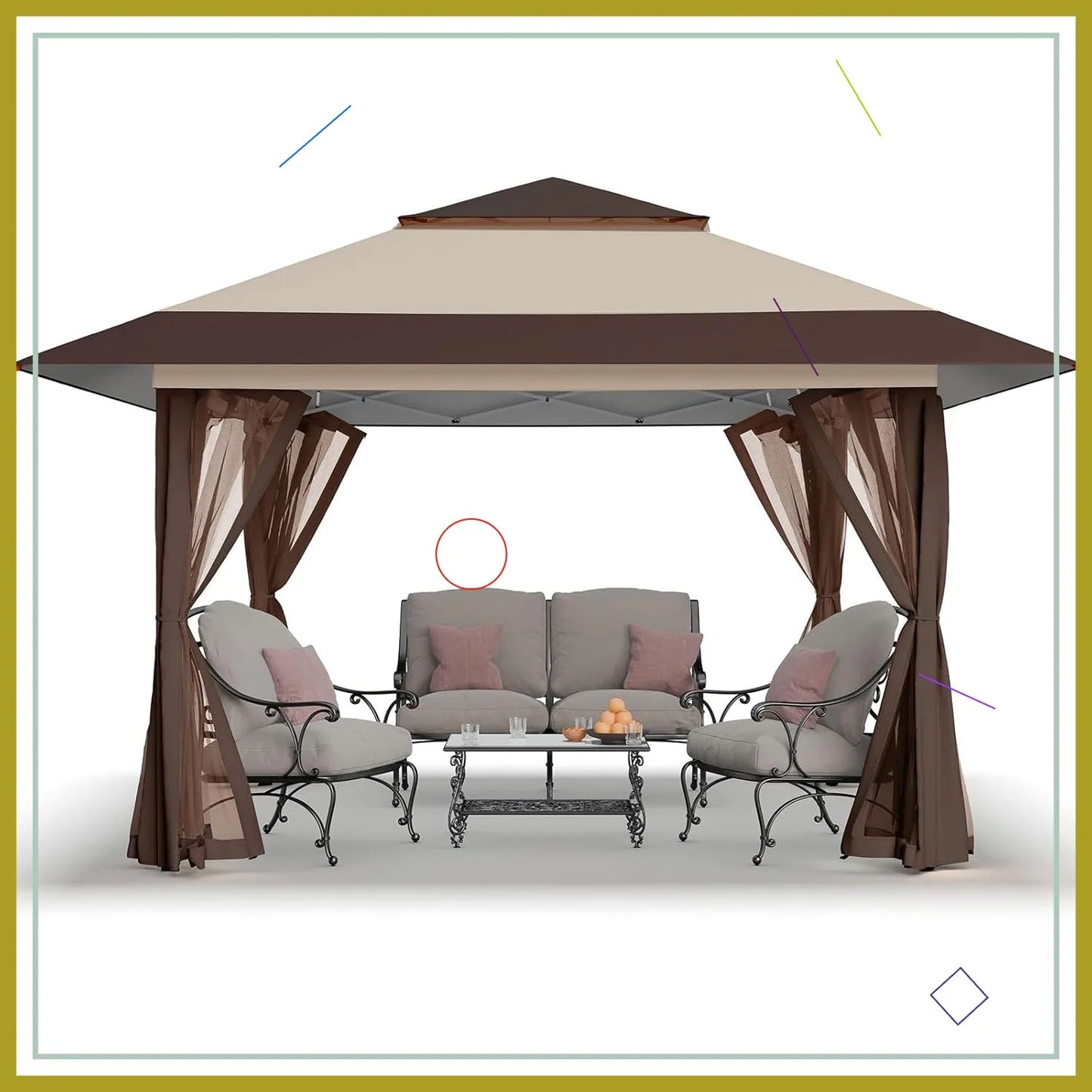13x13 Pop Up Gazebo Canopy with Wheeled Bag