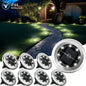8 Pcs 8LED Solar Power Disk Light