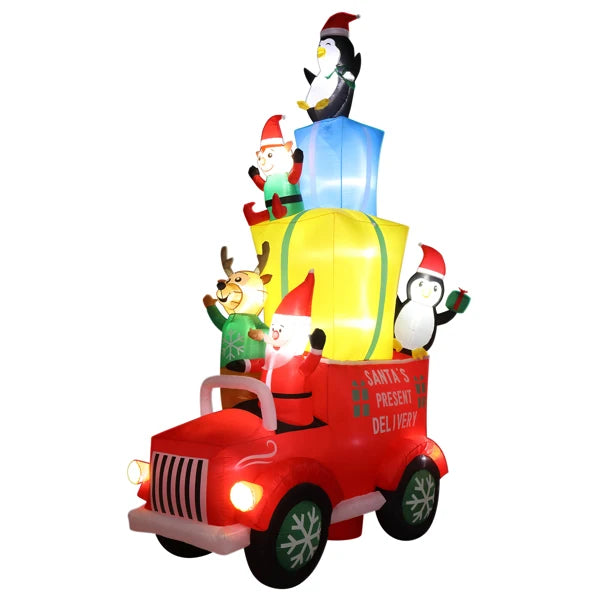 12ft LED Lights Santa Claus Driving With Gifts Inflatable
