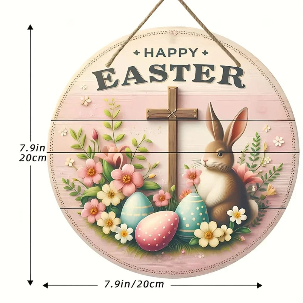 Farmhouse Easter metal sign with Bunny Logo, Lilies & Spring Decor