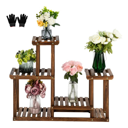 Indoor And Outdoor Carbonized Wood Plant Stand