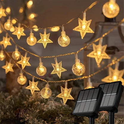 Outdoor Solar Star Crystal Globe String Lights