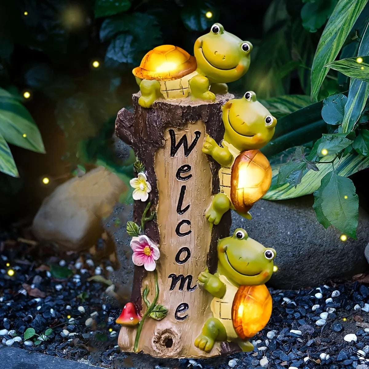 Cute Turtles Statues with Solar Lights