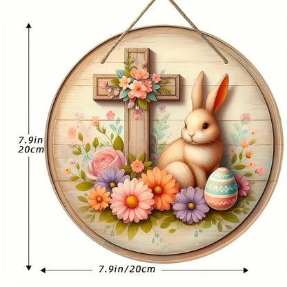 Farmhouse Easter metal sign with Bunny Logo, Lilies & Spring Decor