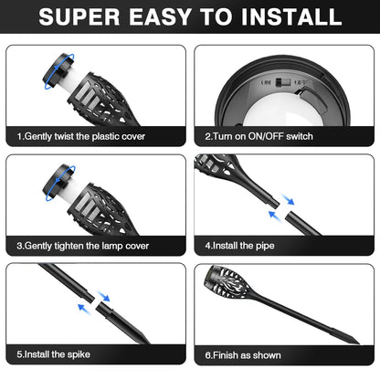 4/6/8/12Pcs Solar Flickering Outdoor Flame Torch Light