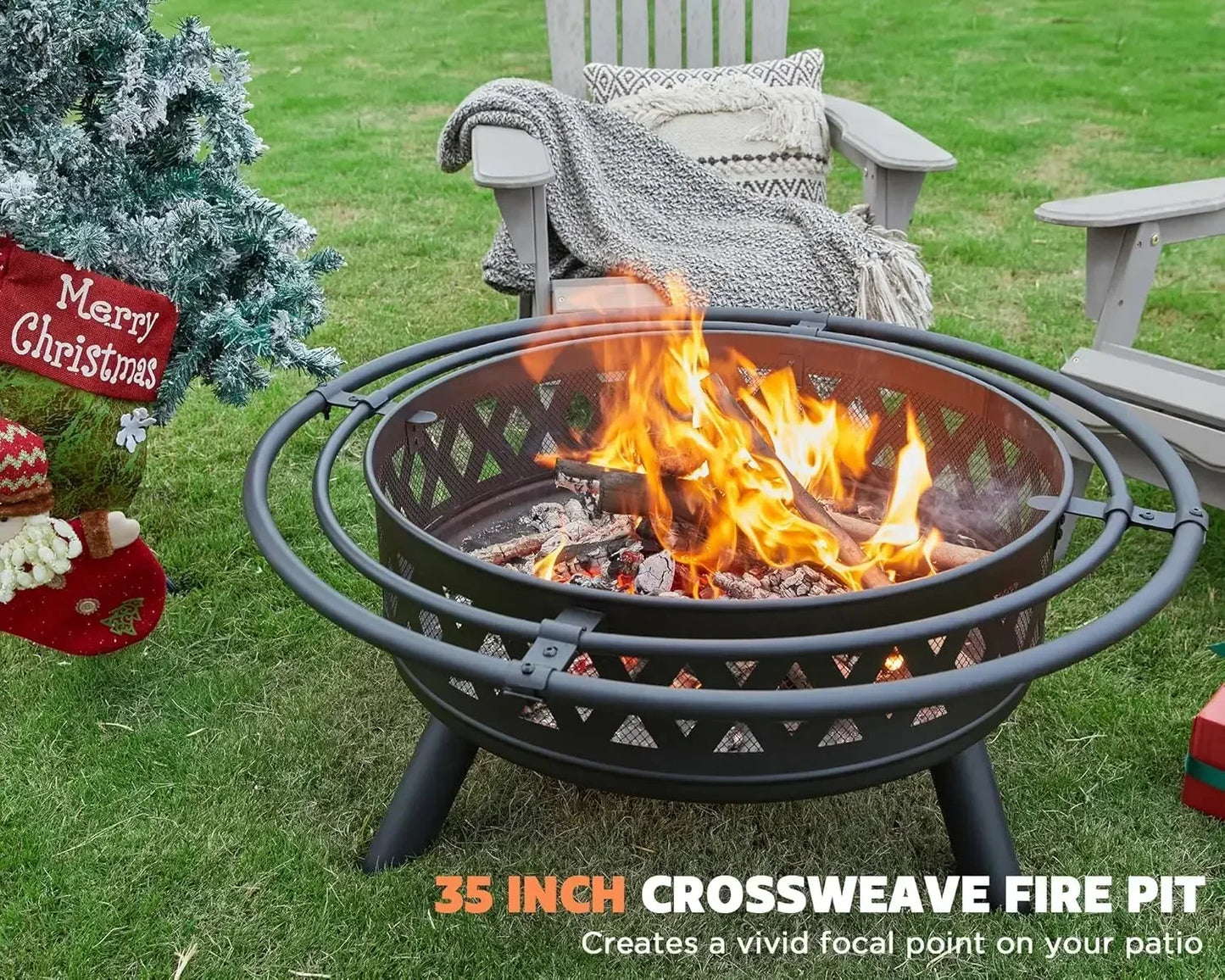 35 Inch Outdoor Wood Burning Fire Pit