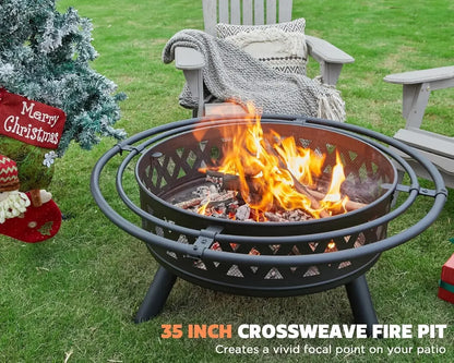 35 Inch Outdoor Wood Burning Fire Pit