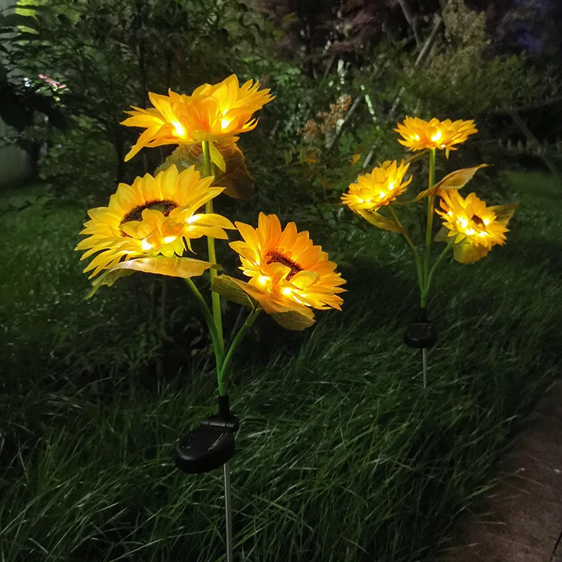 Solar Sunflower Lights Garden Stake