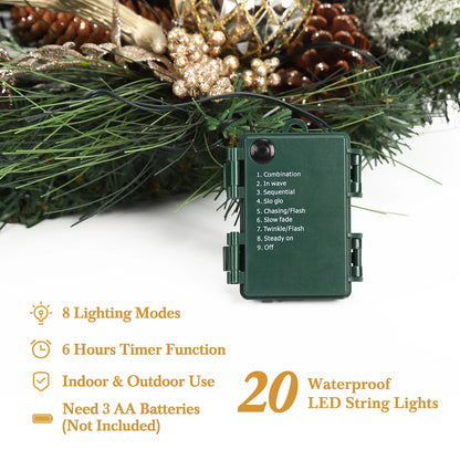 24 Inch Pre-Lit Traditional Wreath