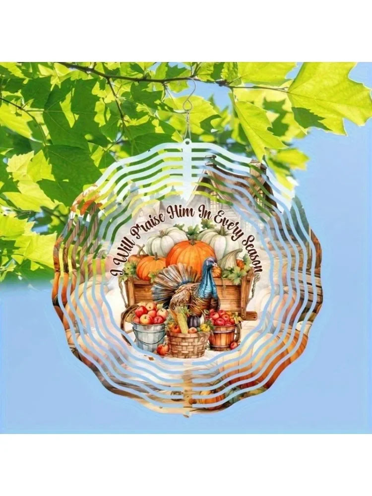 2D Fall Thanksgiving Metal Wind Spinner