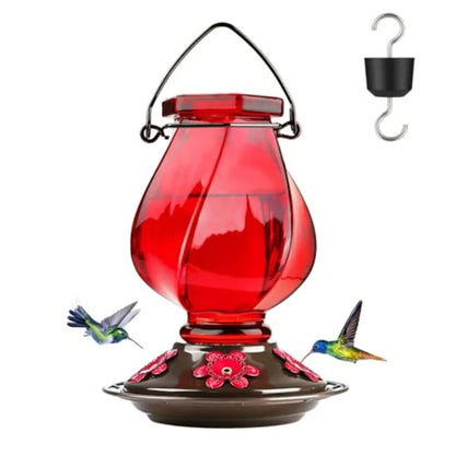 Hand Blown Glass Hummingbird Feeders for Outdoors