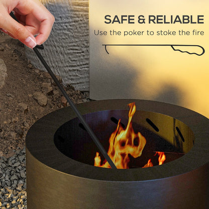 Smokeless Fire Pit with Poker 19" Firepit, Steel