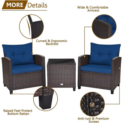 3-Piece Wicker Patio Furniture Set