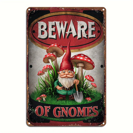 Vintage Gnome Metal Sign