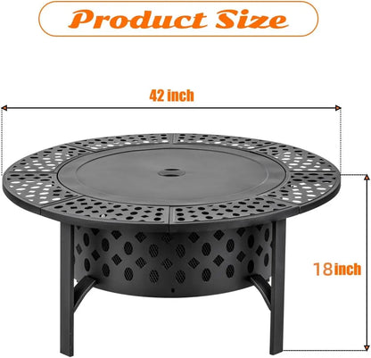 42 Inch Fire Pit with 2 Grills
