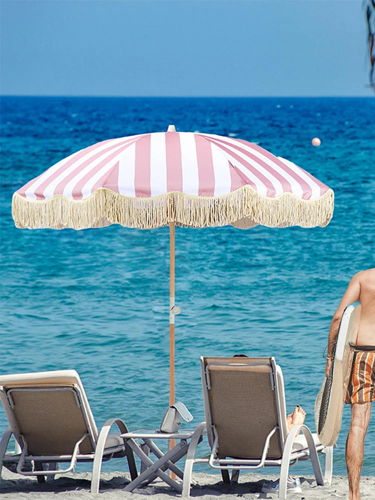 Striped Patio Umbrella with Tilt Pole