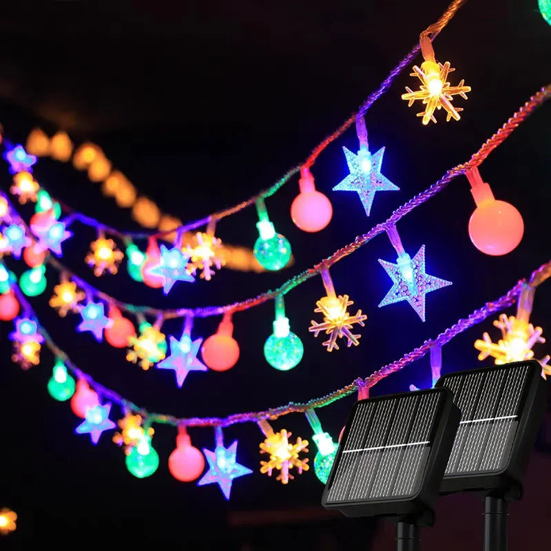 Outdoor Solar Star Crystal Globe String Lights
