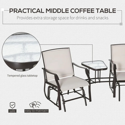 Outdoor Double Patio Rocker Glider Chairs w/Table