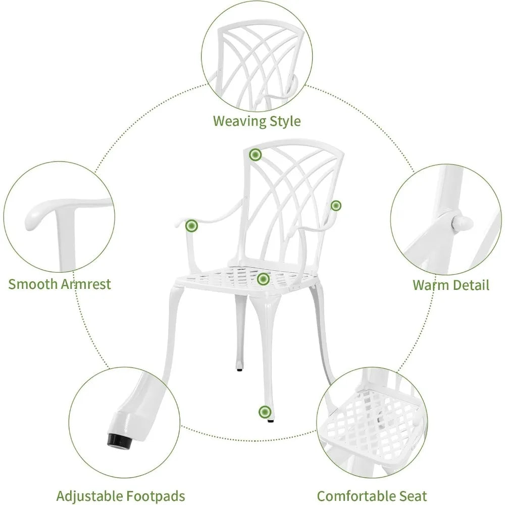 white cast aluminum white bistro set