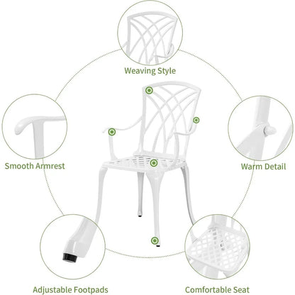 white cast aluminum white bistro set