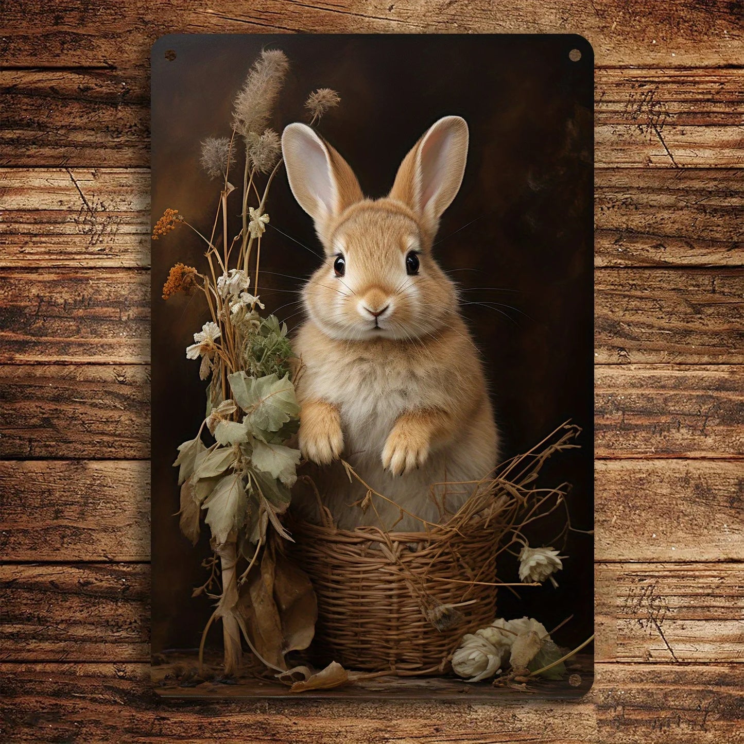Vintage Bunny Metal Wall Art