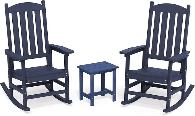 All Weather Resistant Outdoor Rocking Chairs Set of 3, 2 Chairs & 1 Table