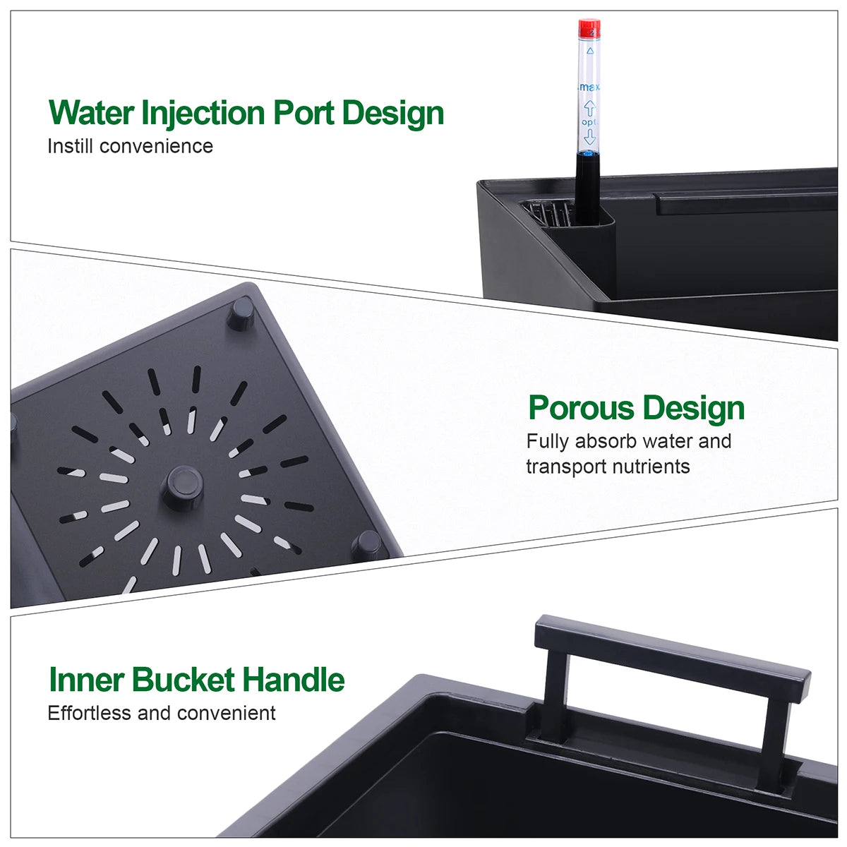 Large Plant Pots with Drainage Holes＆ Water Level Monitor