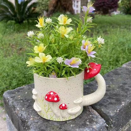 Whimsical Mushroom Cup Design Resin Plant Pot