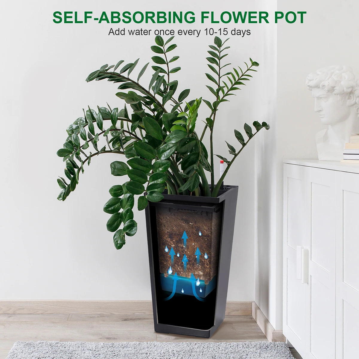 Large Plant Pots with Drainage Holes＆ Water Level Monitor