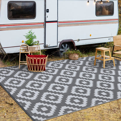 Modern Geometric Reversible Waterproof Outdoor Rug