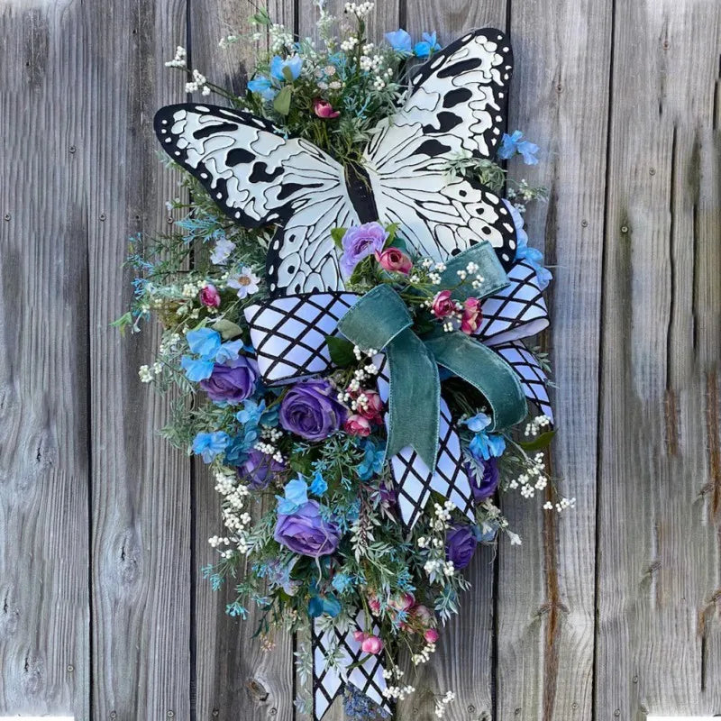 Spring Rose Butterfly Wreath