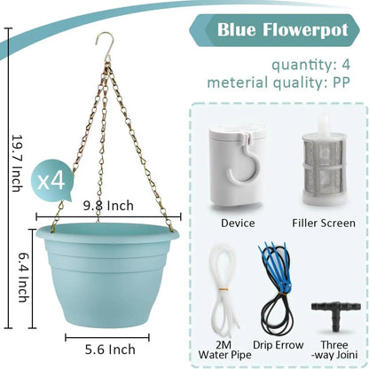 10 Inch Hanging Planters, 4 Pcs Self-Watering Flower Pots with Drainage