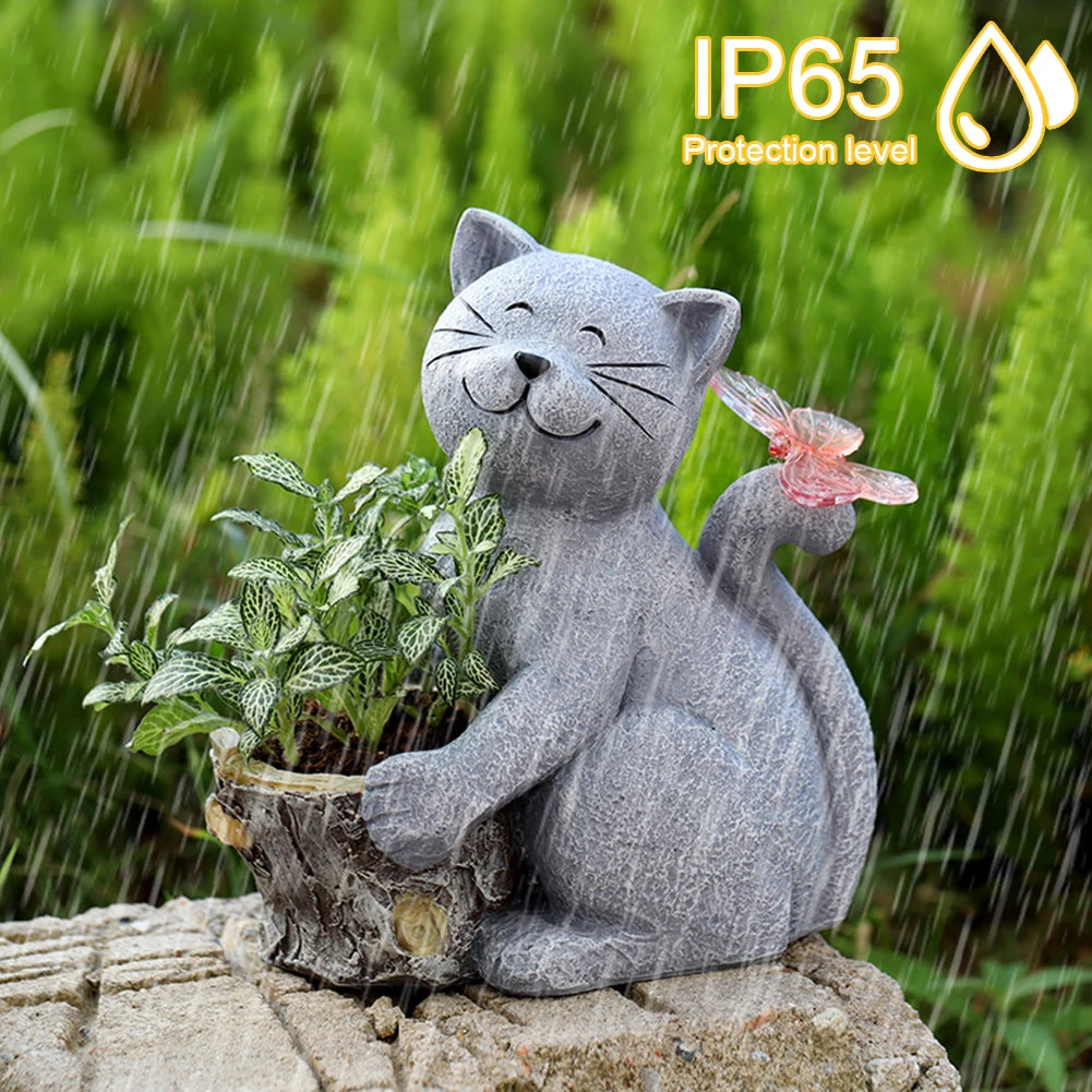 Solar Powered Animal Planter with Light