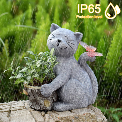 Solar Powered Animal Planter with Light