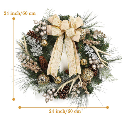 24 Inch Pre-Lit Traditional Wreath