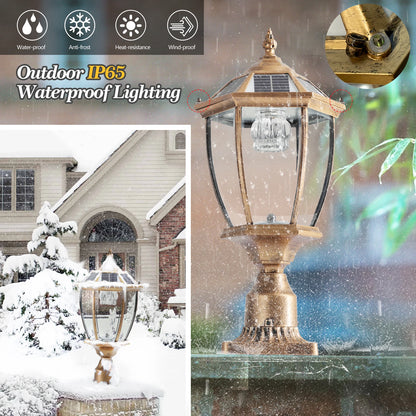 Vintage Solar LED Post Light with Automatic On/Off (2-pack)