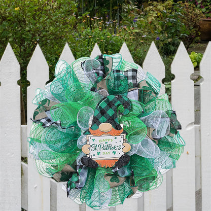 St Patrick s Day Gnome Wreath with Shamrock Print
