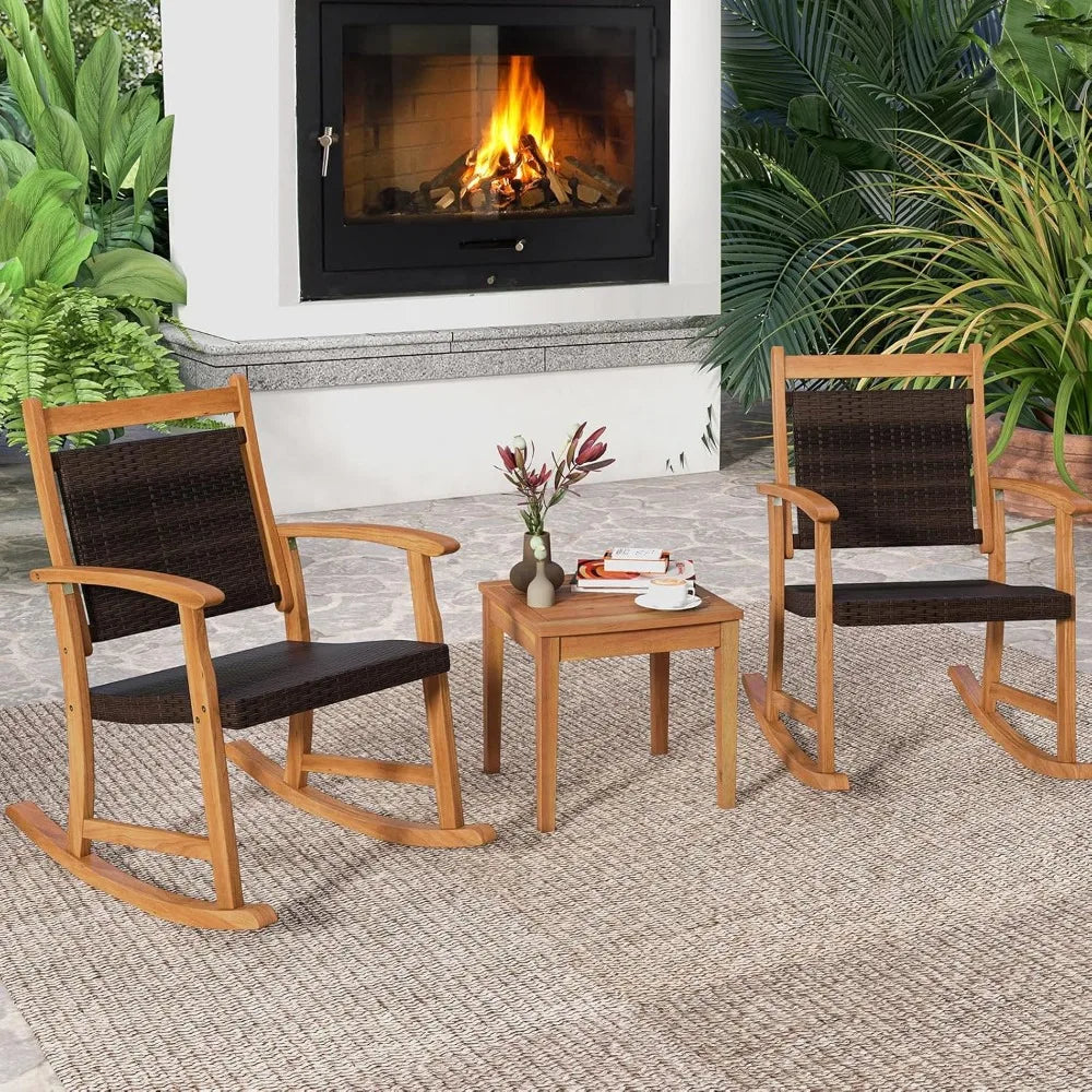 Acacia Wood Rocker with Side Table