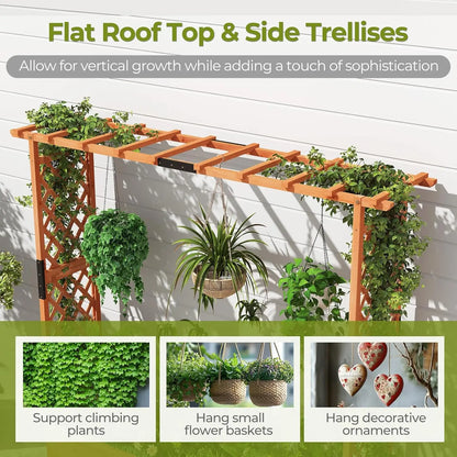 Freestanding Wood Planter Box with Trellis