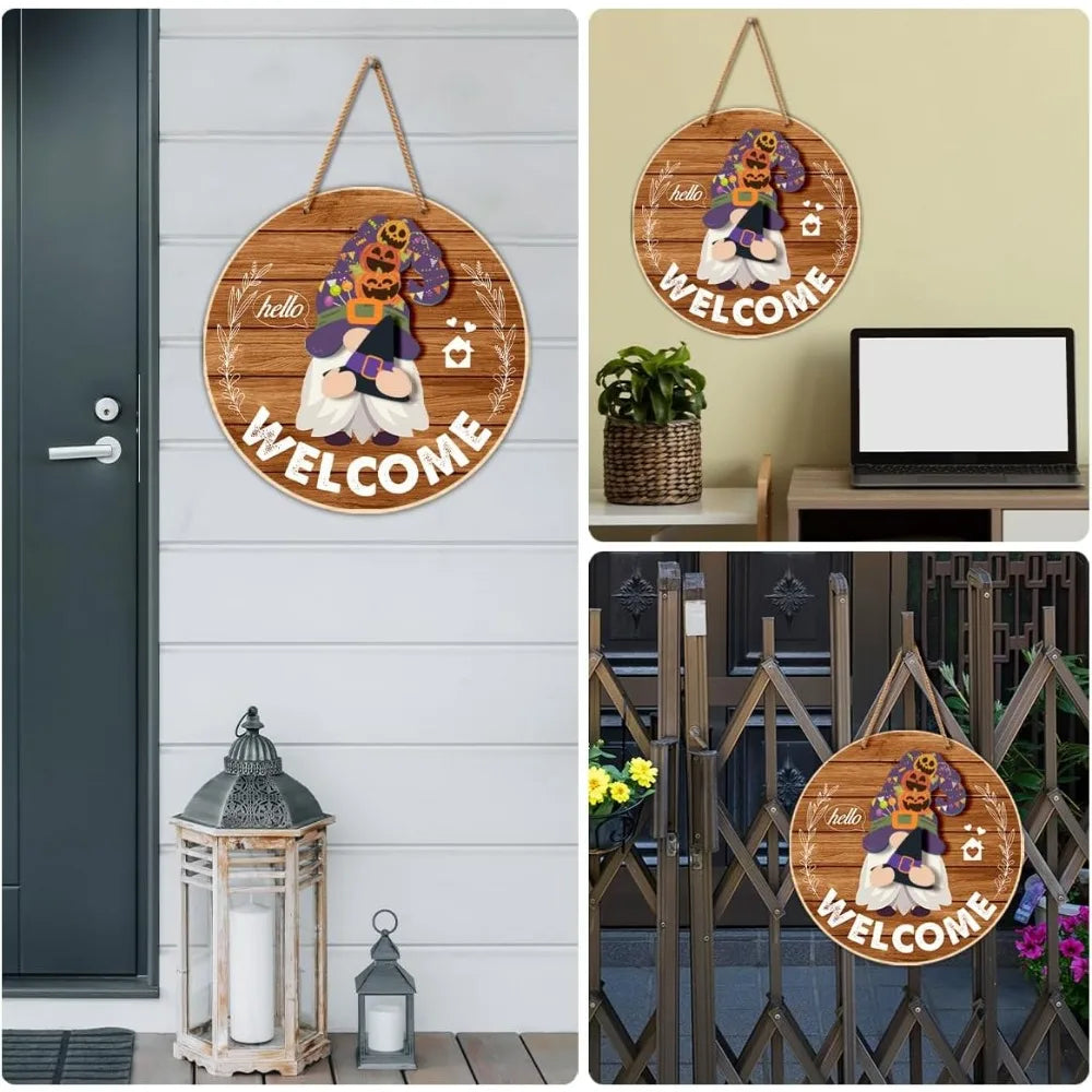 All Season Interchangeable Gnome Welcome Sign