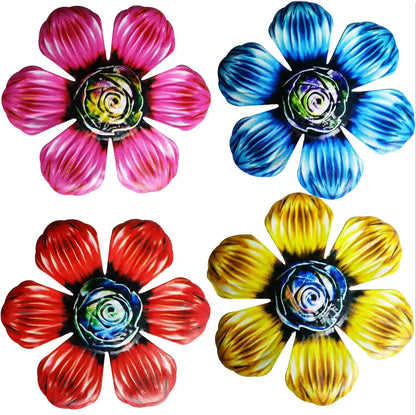4PCS Metal Flowers Outdoor Wall Decor