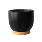 10 inch black ceramic planter with woven texture and modern design