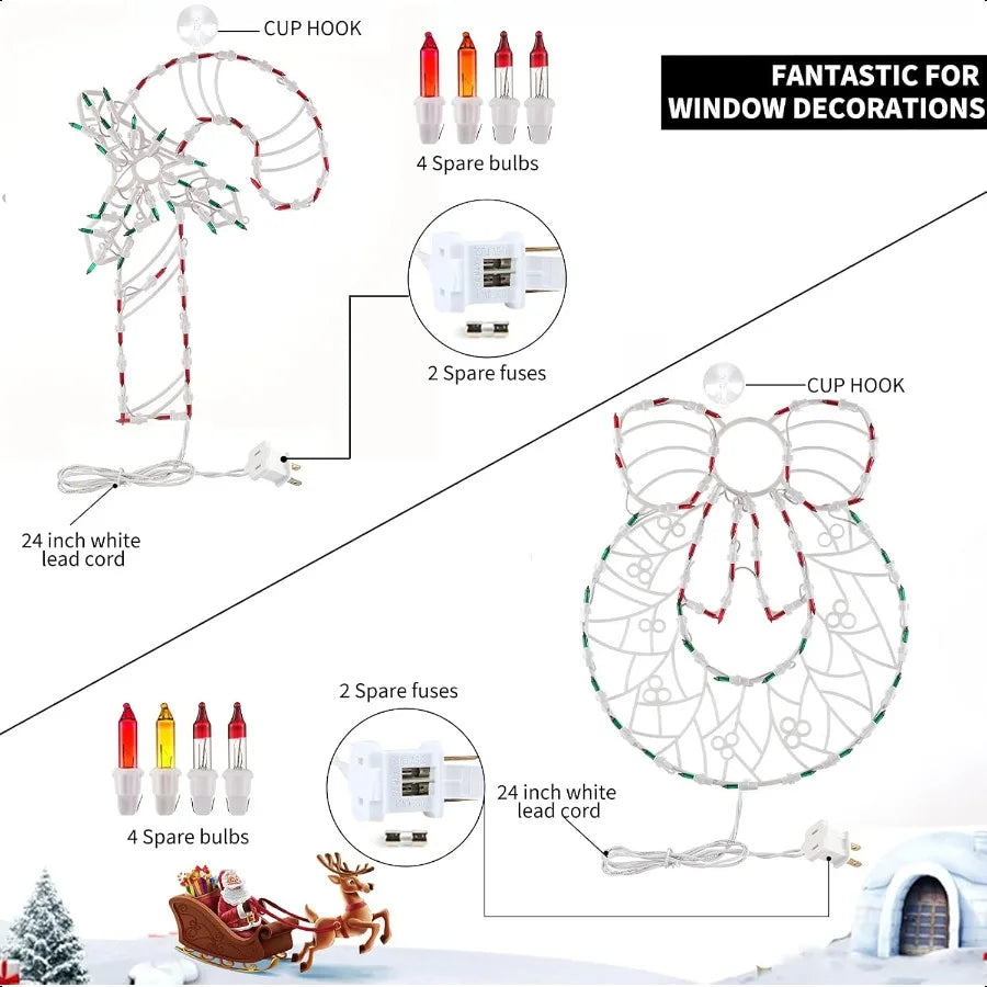 4 Pack Christmas Window Silhouette Lights